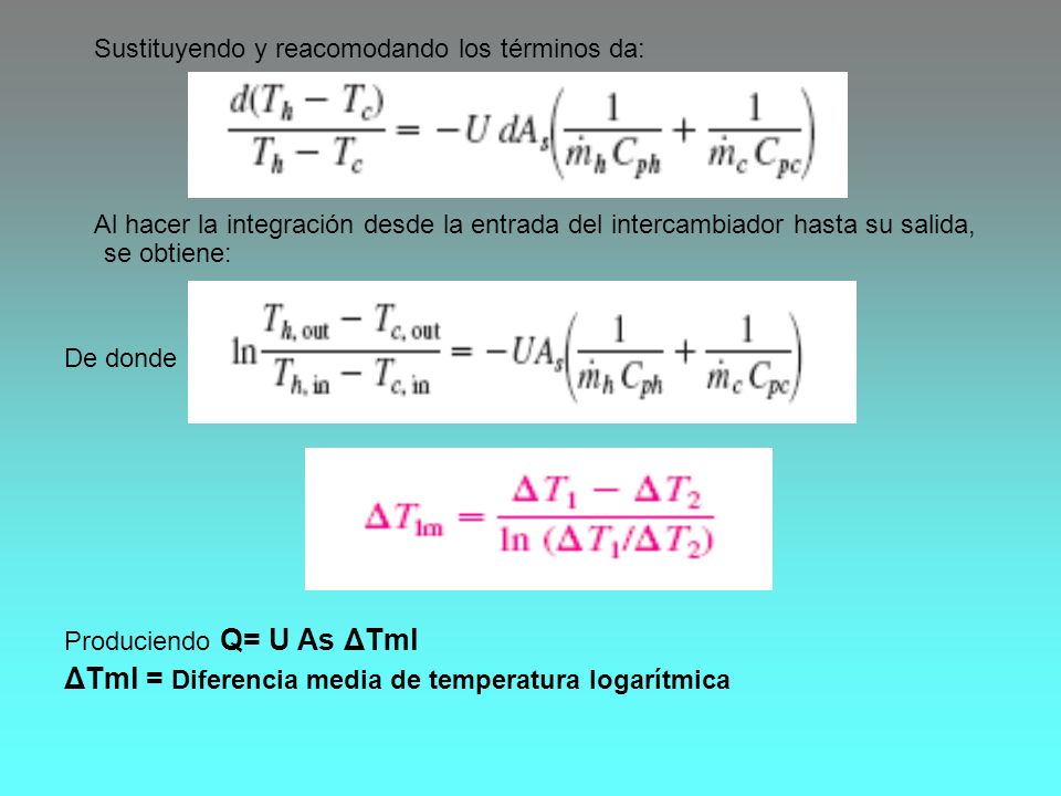ΔTml = Diferencia media de temperatura logarítmica