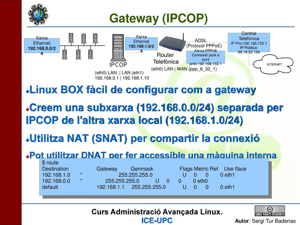 Gateway (IPCOP) Linux BOX fàcil de configurar com a gateway