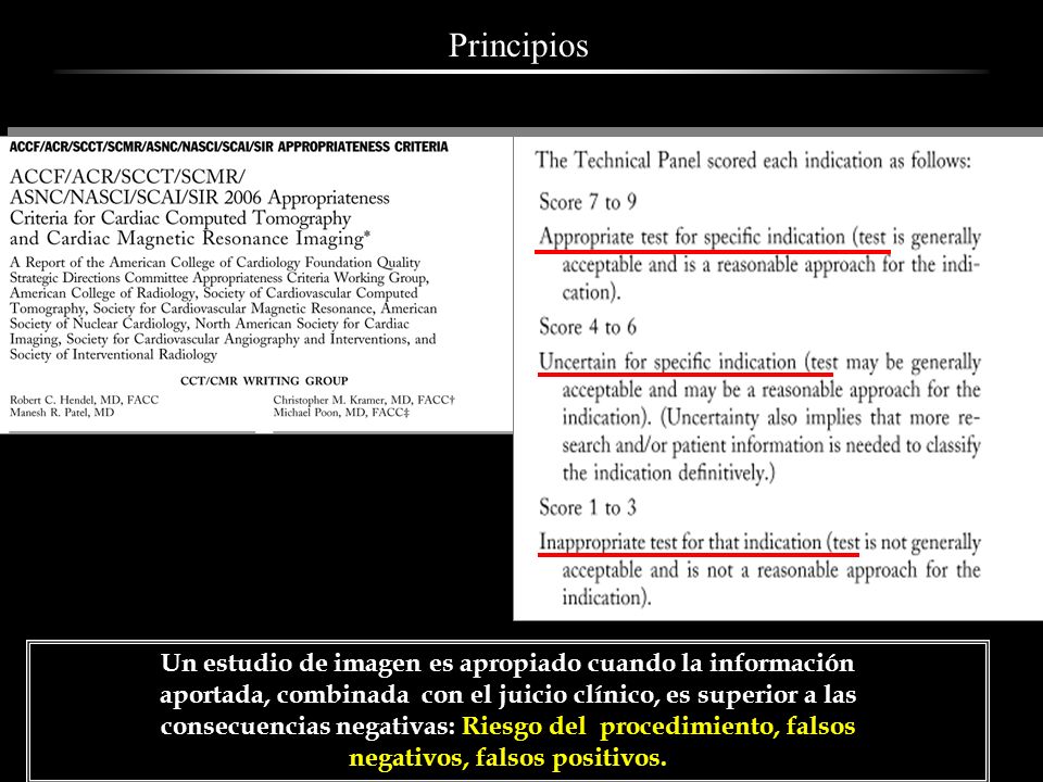 Principios Un estudio de imagen es apropiado cuando la información