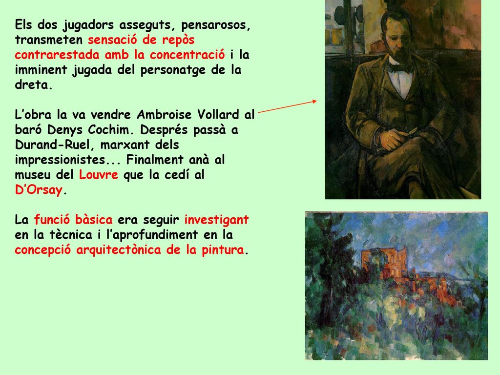Els dos jugadors asseguts, pensarosos, transmeten sensació de repòs contrarestada amb la concentració i la imminent jugada del personatge de la dreta.