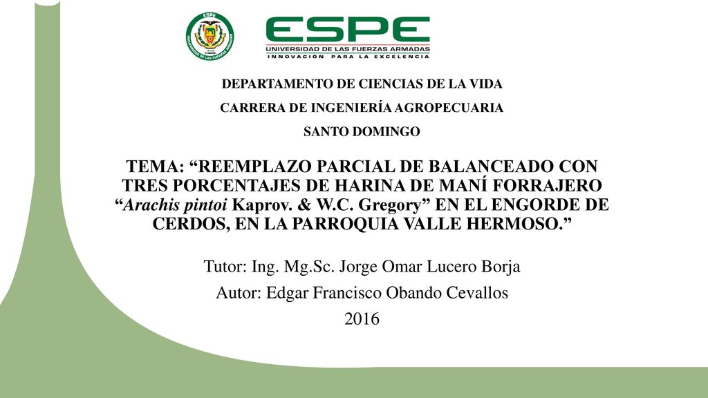 DEPARTAMENTO DE CIENCIAS DE LA VIDA CARRERA DE INGENIERÍA AGROPECUARIA
