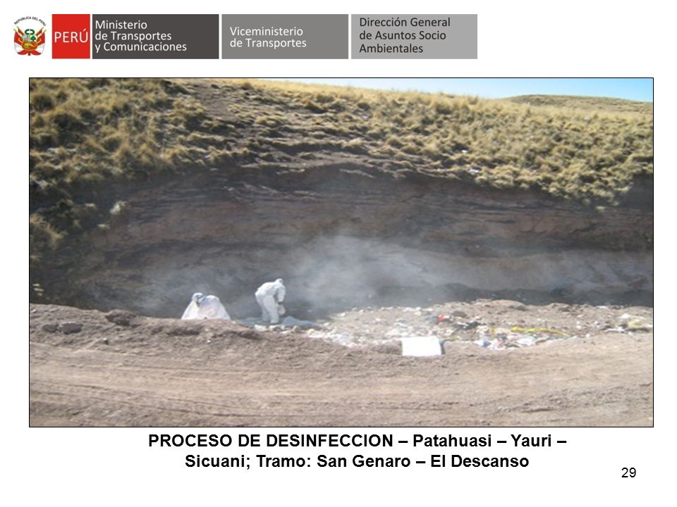 PROCESO DE DESINFECCION – Patahuasi – Yauri – Sicuani; Tramo: San Genaro – El Descanso