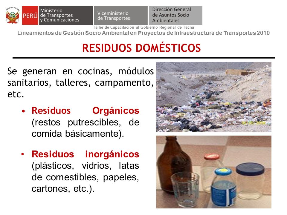 Taller de Capacitación al Gobierno Regional de Tacna Lineamientos de Gestión Socio Ambiental en Proyectos de Infraestructura de Transportes 2010