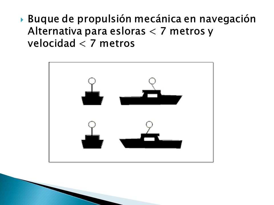 Buque de propulsión mecánica en navegación Alternativa para esloras < 7 metros y velocidad < 7 metros