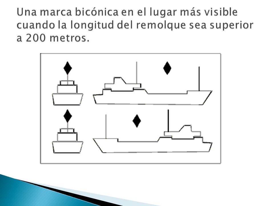 Una marca bicónica en el lugar más visible cuando la longitud del remolque sea superior a 200 metros.