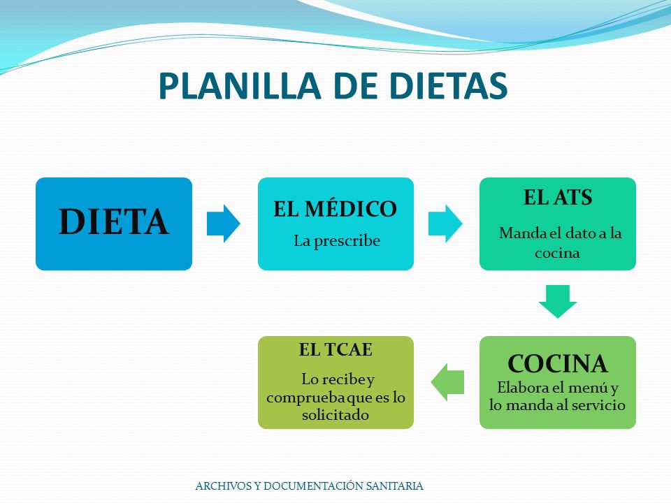 PLANILLA DE DIETAS DIETA COCINA Elabora el menú y lo manda al servicio