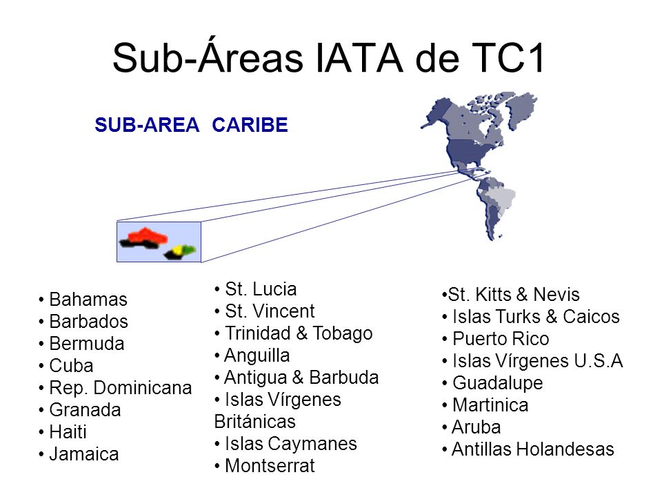Sub-Áreas IATA de TC1 SUB-AREA CARIBE St. Lucia St. Kitts & Nevis