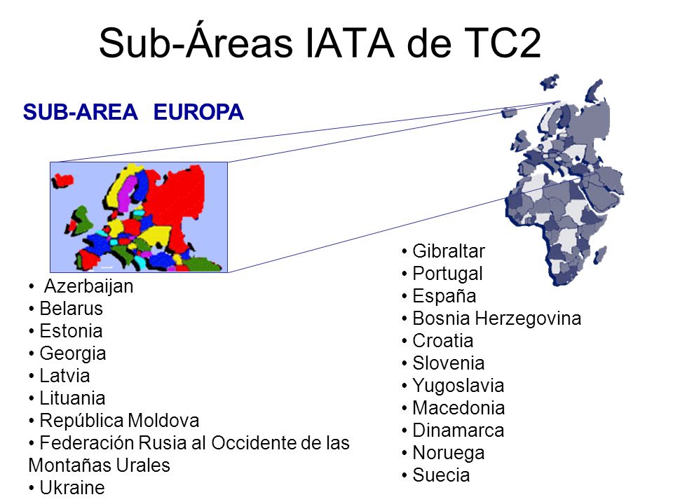 Sub-Áreas IATA de TC2 SUB-AREA EUROPA Gibraltar Portugal España
