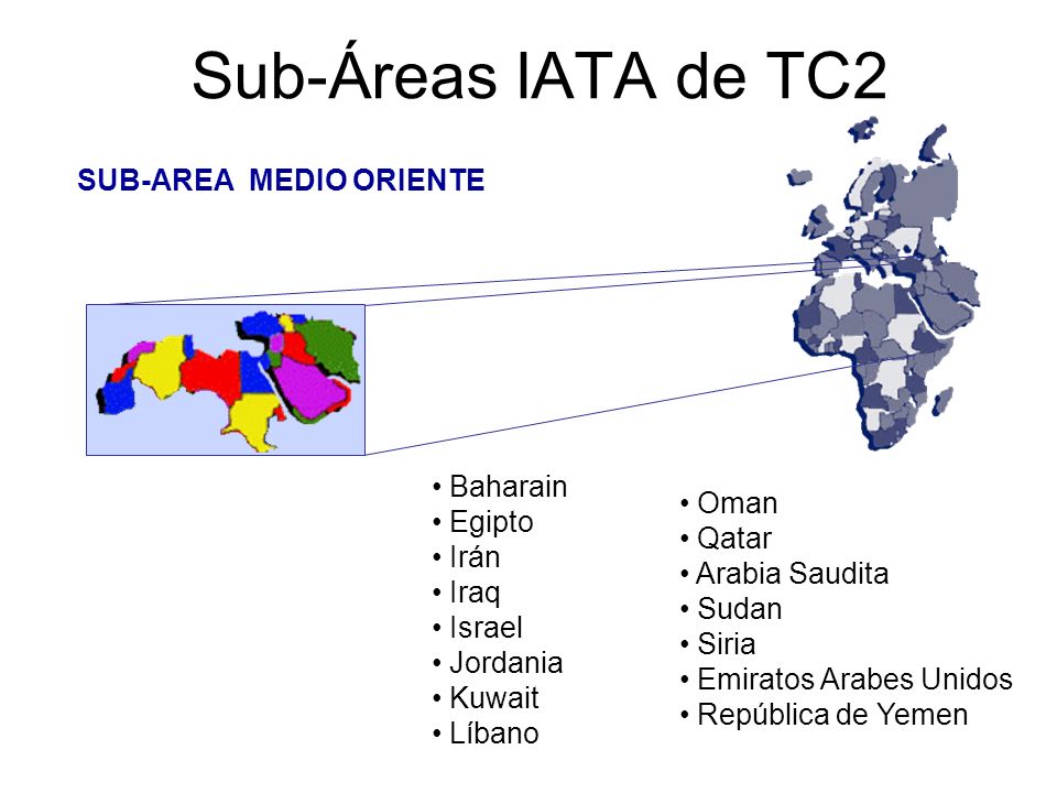 Sub-Áreas IATA de TC2 SUB-AREA MEDIO ORIENTE Baharain Egipto Oman Irán