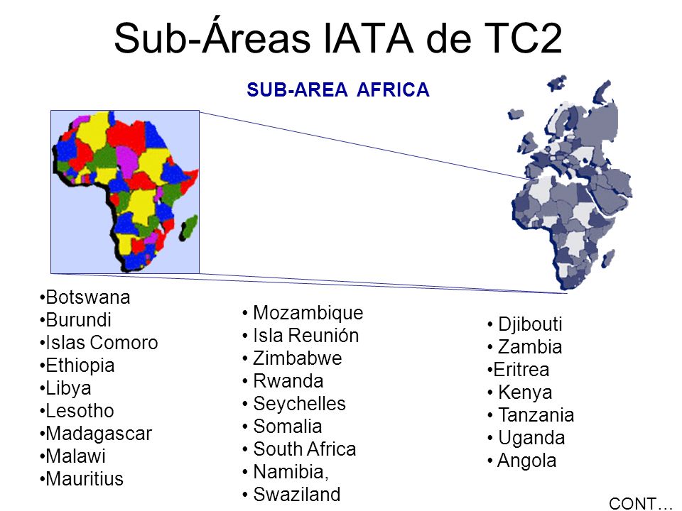 Sub-Áreas IATA de TC2 SUB-AREA AFRICA Botswana Burundi Mozambique