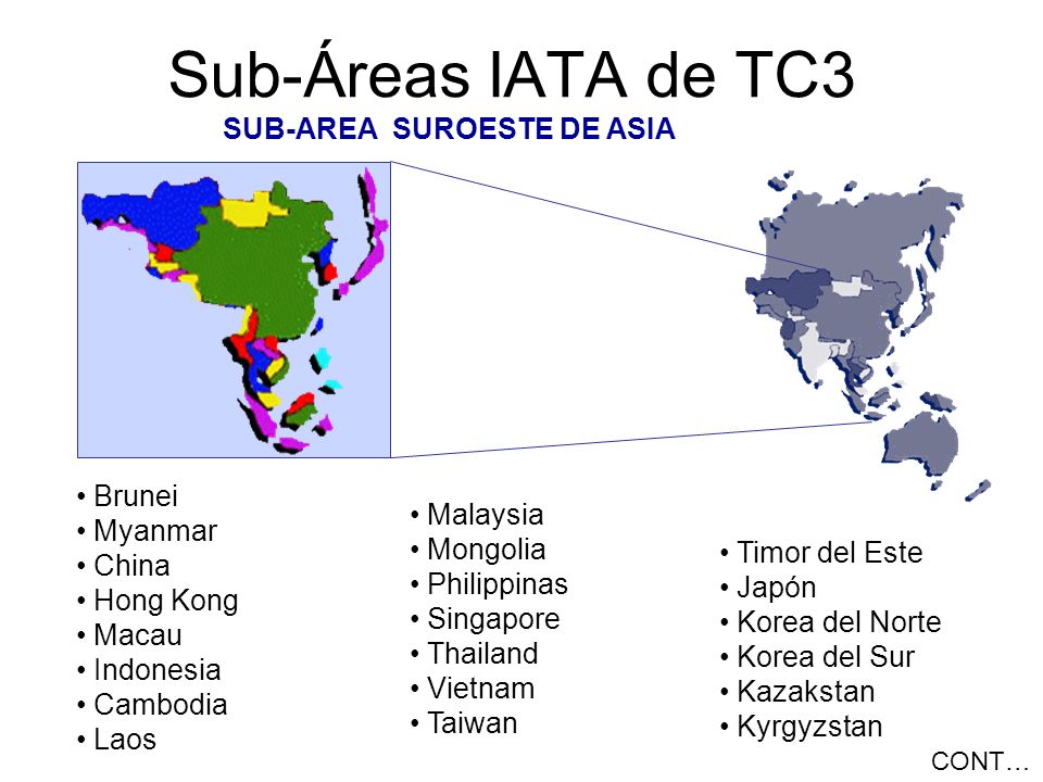 Sub-Áreas IATA de TC3 SUB-AREA SUROESTE DE ASIA Brunei Myanmar