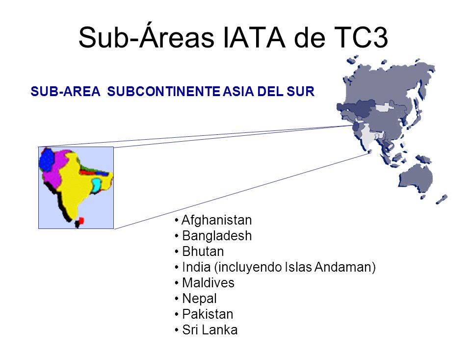 Sub-Áreas IATA de TC3 SUB-AREA SUBCONTINENTE ASIA DEL SUR Afghanistan