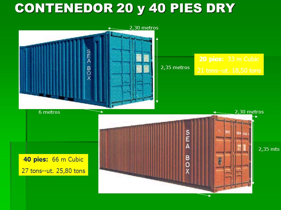 CONTENEDOR 20 y 40 PIES DRY 20 pies: 33 m Cubic