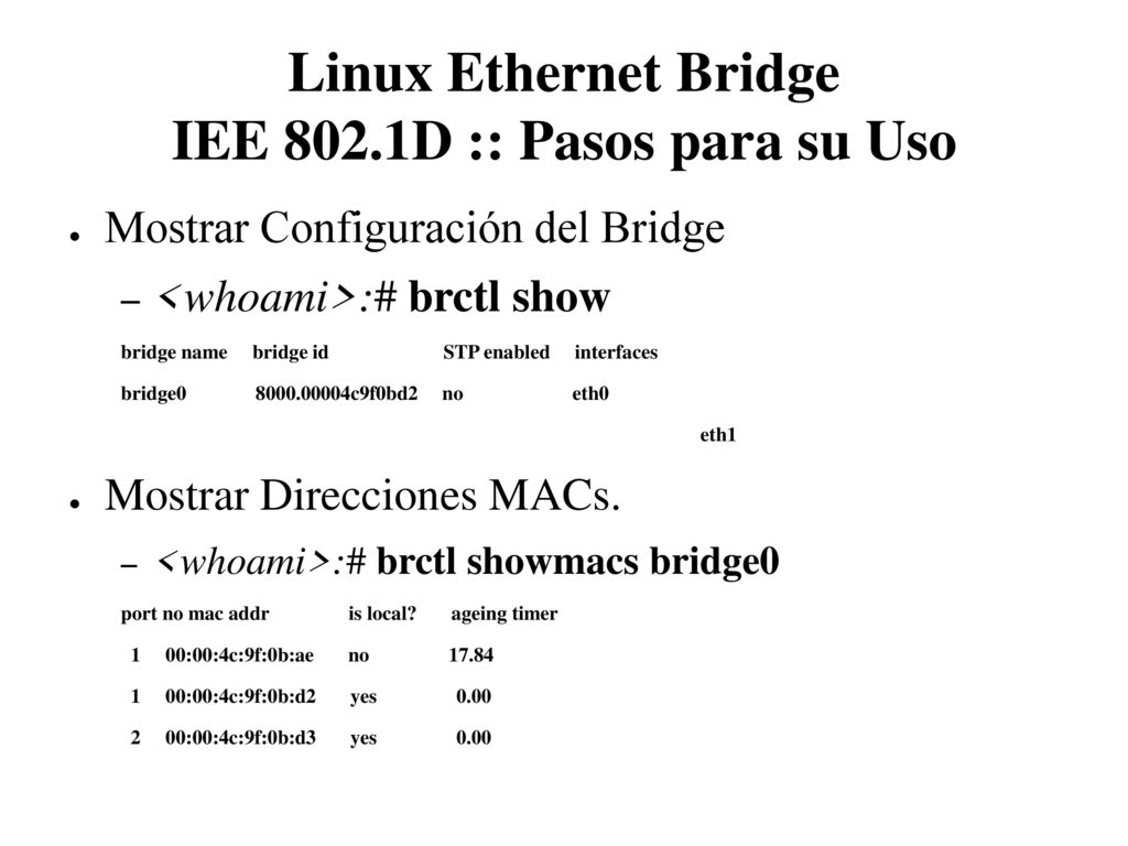 Linux Ethernet Bridge IEE 802.1D :: Pasos para su Uso