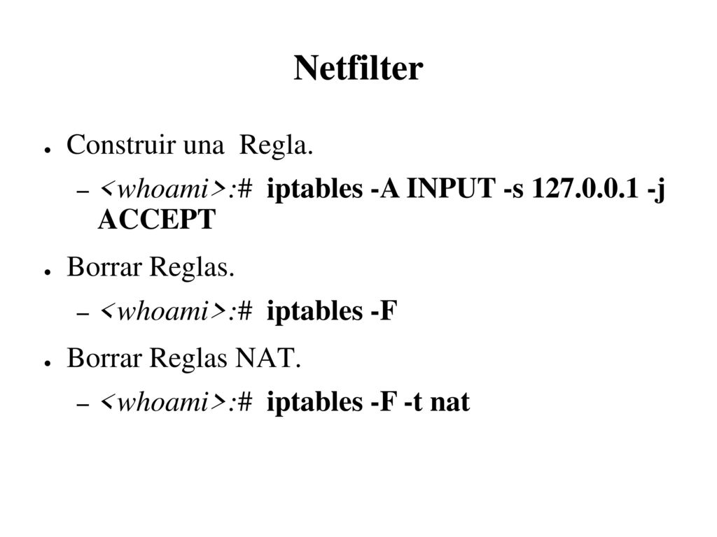 Netfilter Construir una Regla.