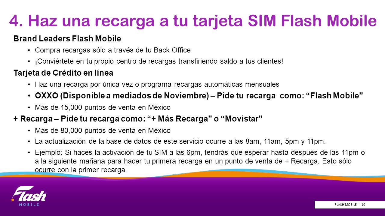 4. Haz una recarga a tu tarjeta SIM Flash Mobile