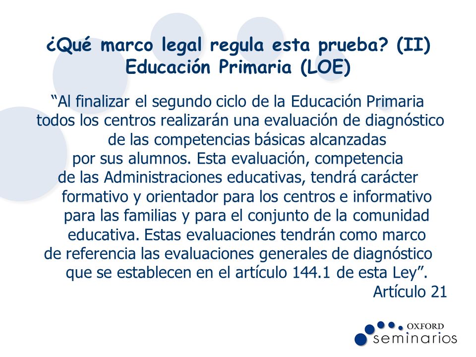 ¿Qué marco legal regula esta prueba (II) Educación Primaria (LOE)