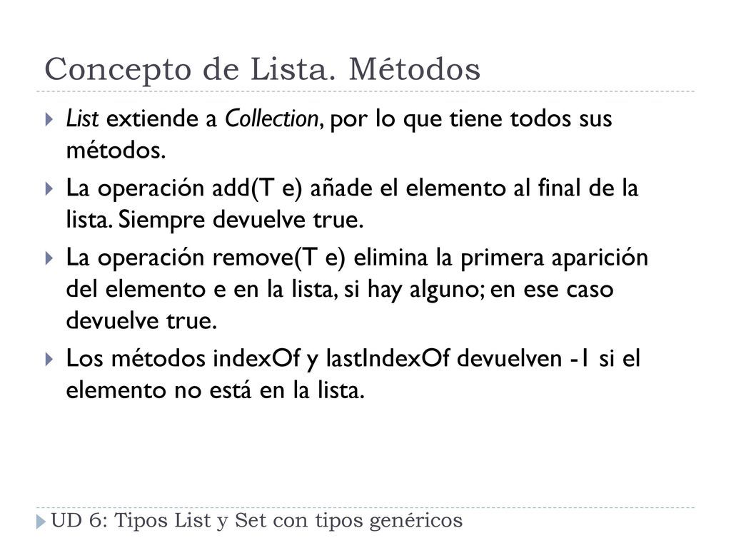Concepto de Lista. Métodos