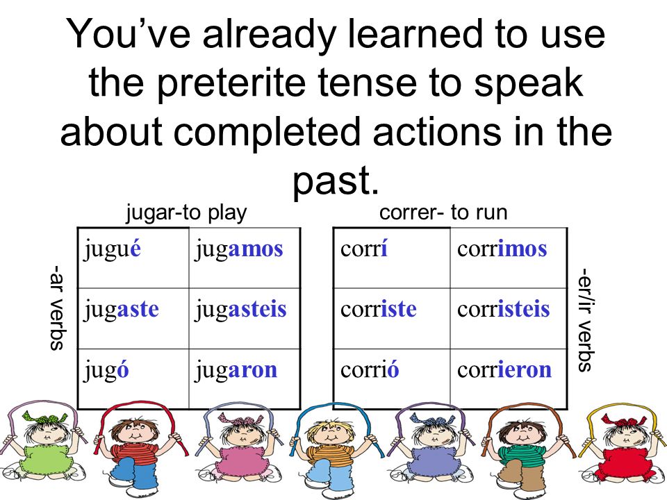 You’ve already learned to use the preterite tense to speak about completed actions in the past.
