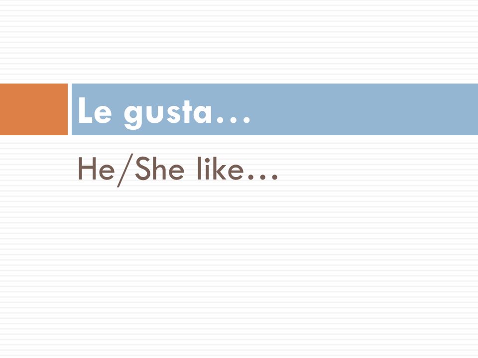 Le gusta… He/She like… 50
