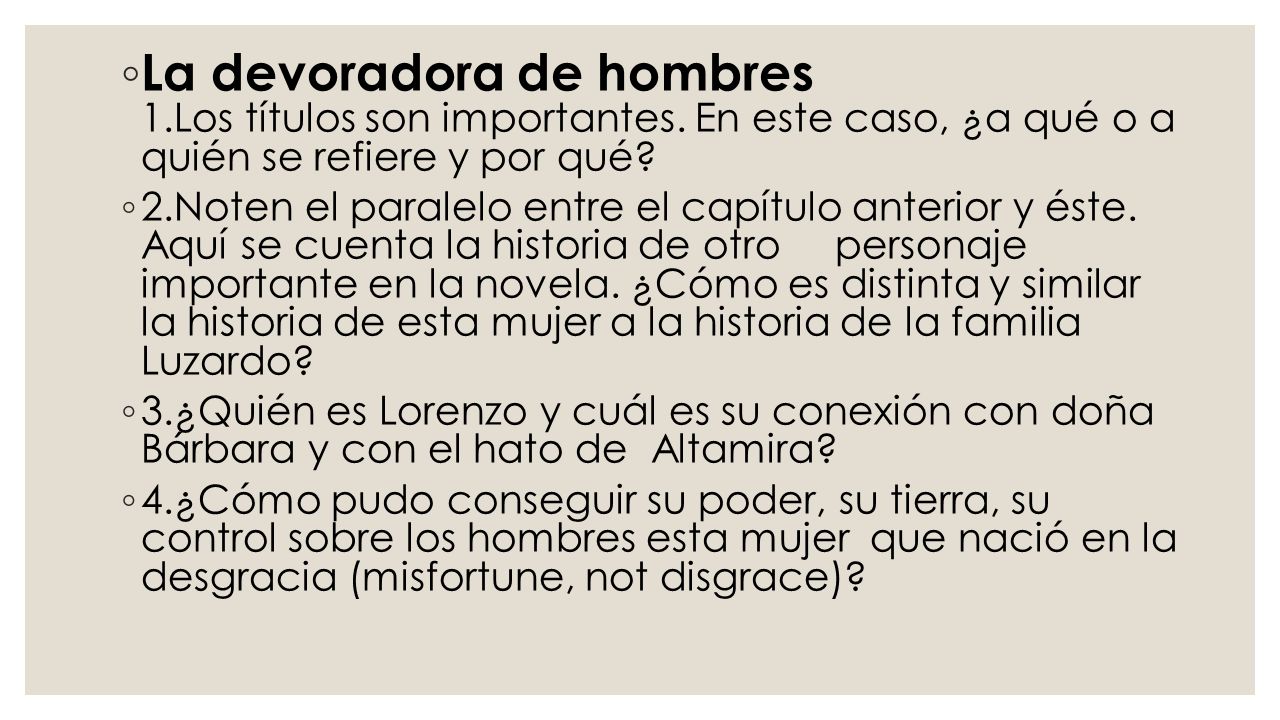 La devoradora de hombres 1. Los títulos son importantes