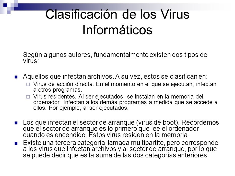Clasificación de los Virus Informáticos
