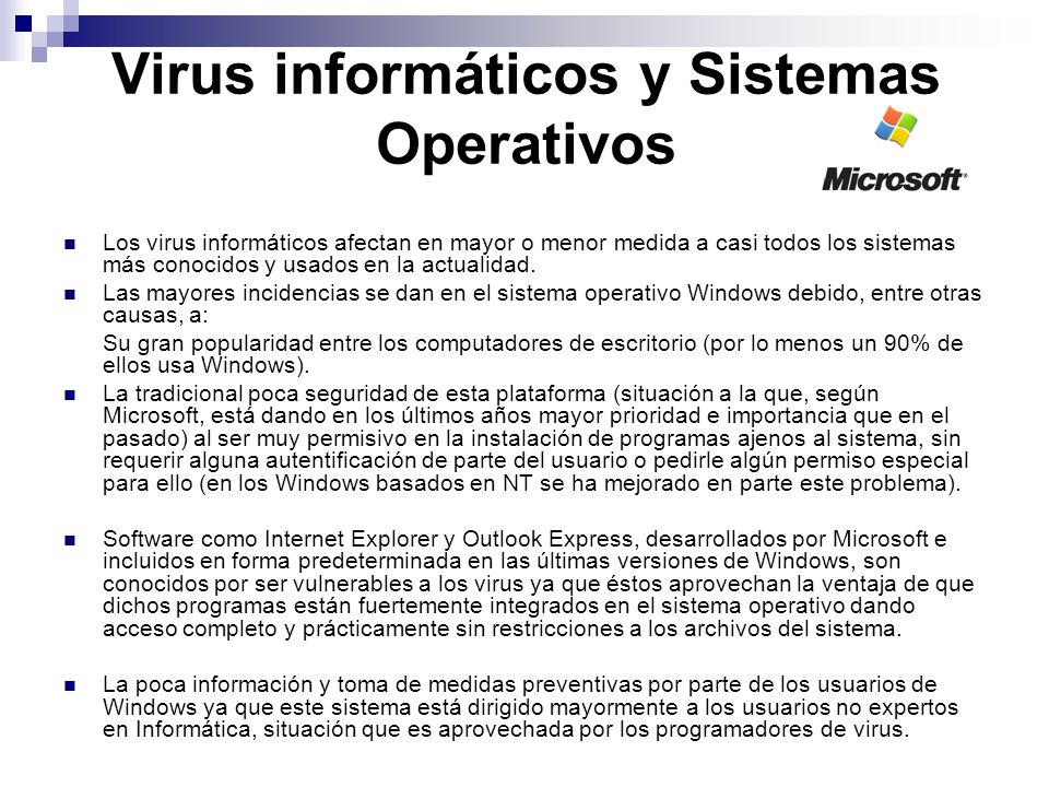 Virus informáticos y Sistemas Operativos