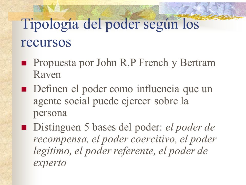 Tipología del poder según los recursos