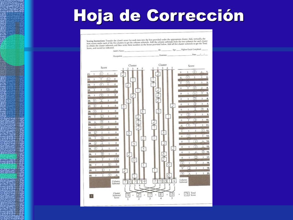 Hoja de Corrección