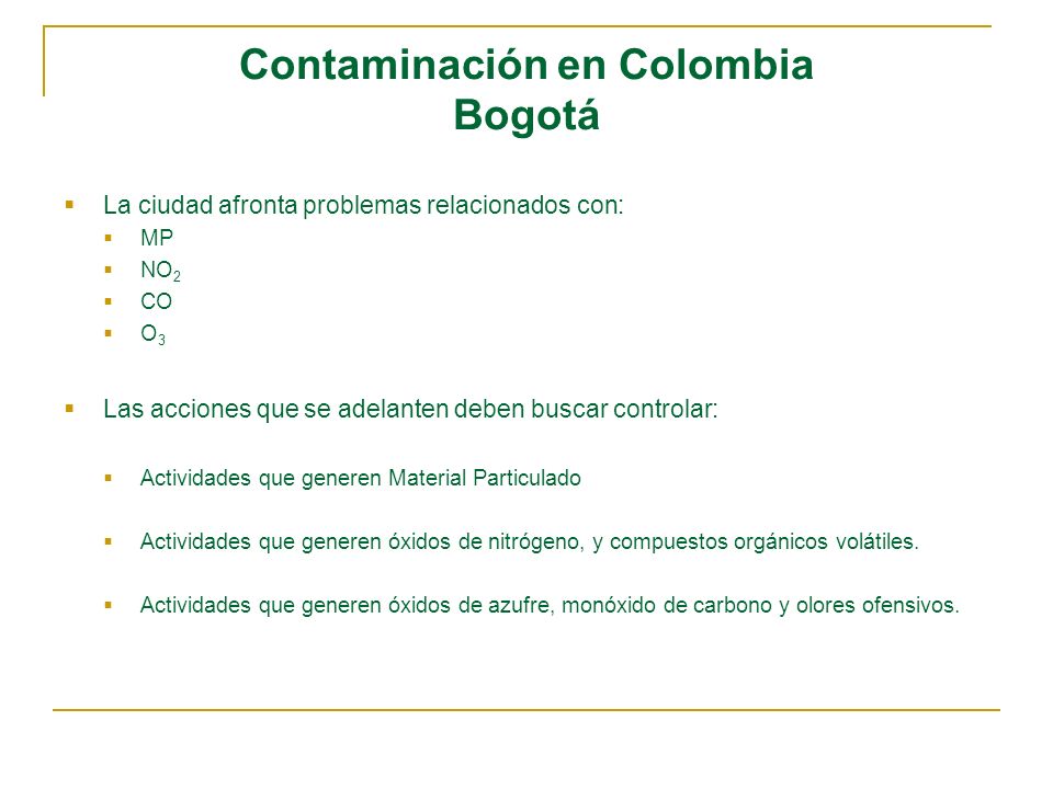 Contaminación en Colombia Bogotá