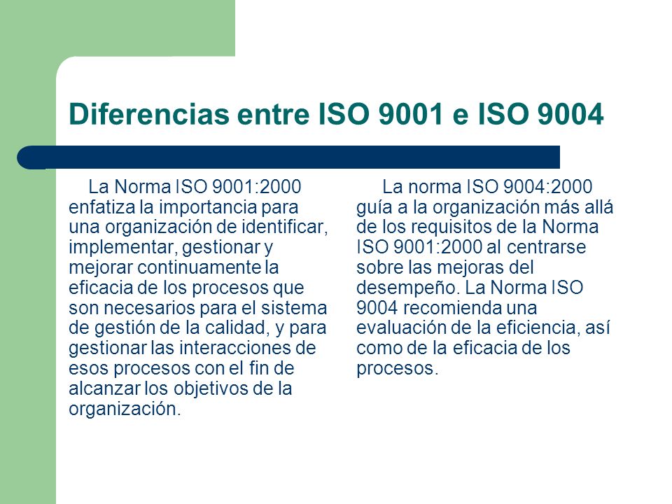 Diferencias entre ISO 9001 e ISO 9004