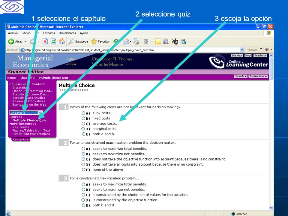 2 seleccione quiz 1 seleccione el capítulo 3 escoja la opción