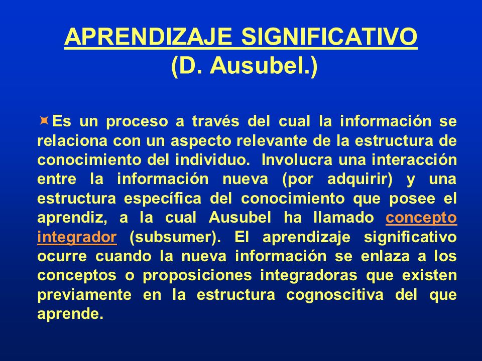 APRENDIZAJE SIGNIFICATIVO (D. Ausubel.)