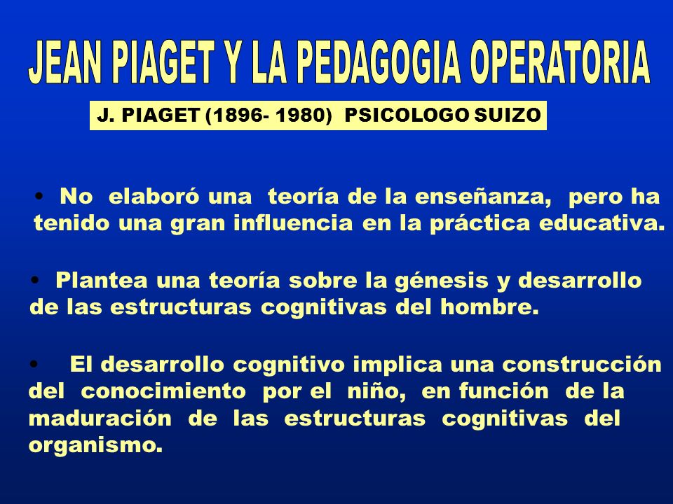 JEAN PIAGET Y LA PEDAGOGIA OPERATORIA