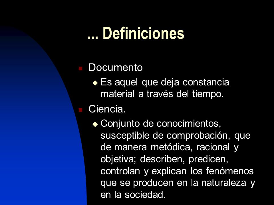... Definiciones Documento Ciencia.