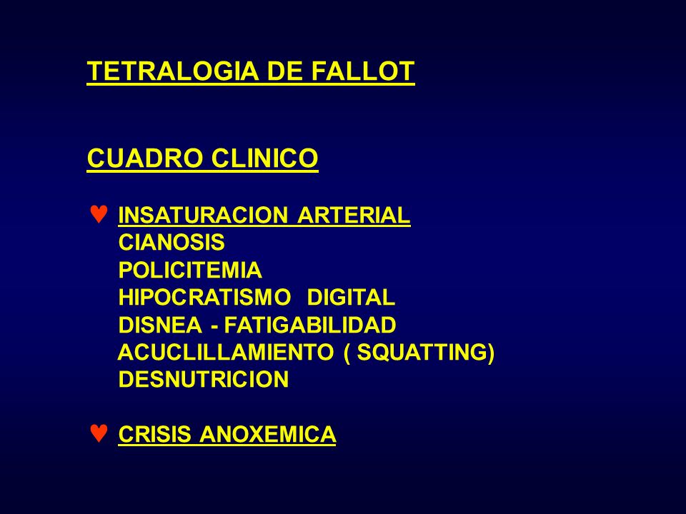 TETRALOGIA DE FALLOT CUADRO CLINICO INSATURACION ARTERIAL CIANOSIS