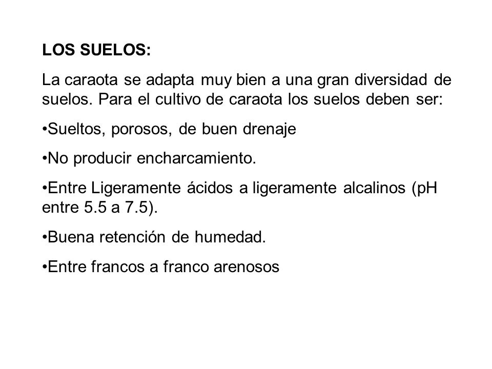 LOS SUELOS: La caraota se adapta muy bien a una gran diversidad de suelos. Para el cultivo de caraota los suelos deben ser: