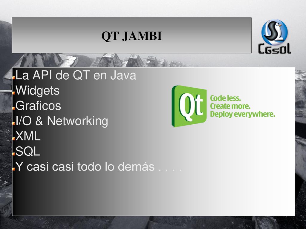 QT JAMBI La API de QT en Java. Widgets. Graficos.