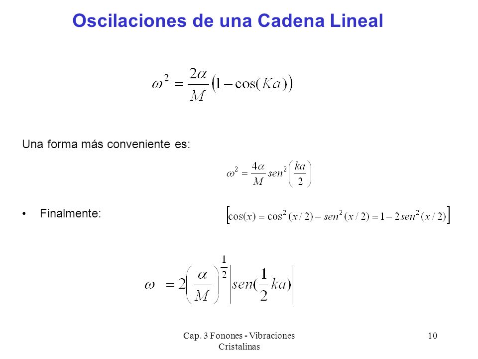 Oscilaciones de una Cadena Lineal