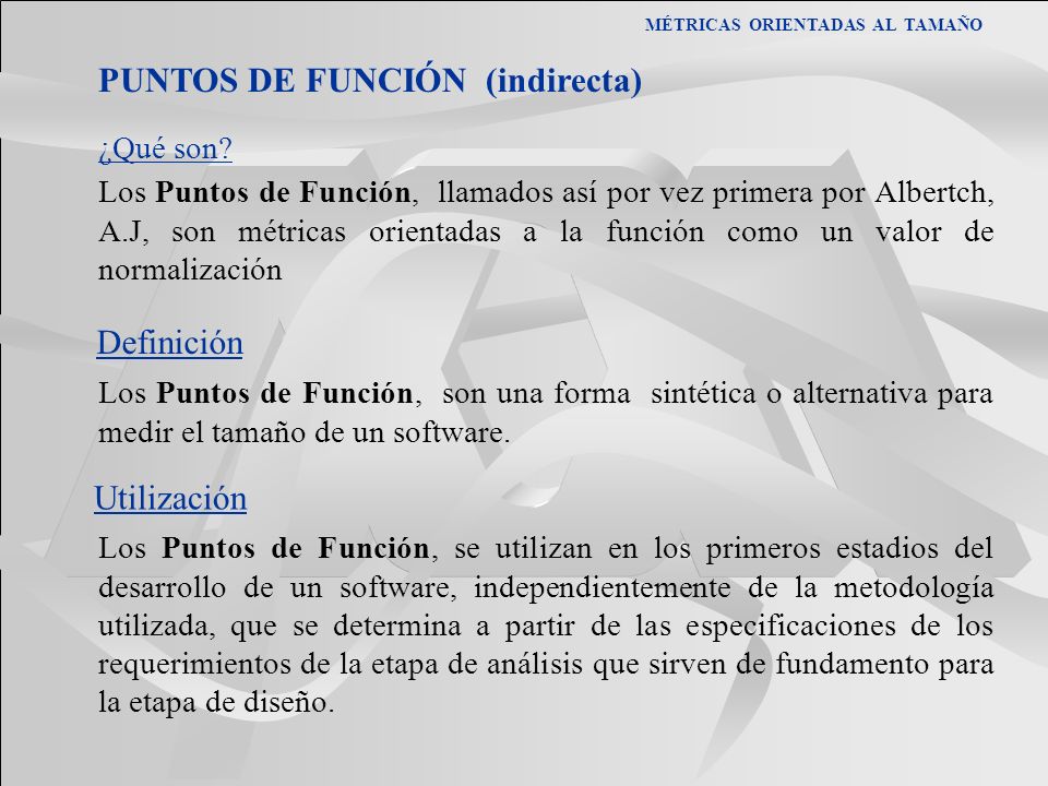 PUNTOS DE FUNCIÓN (indirecta)