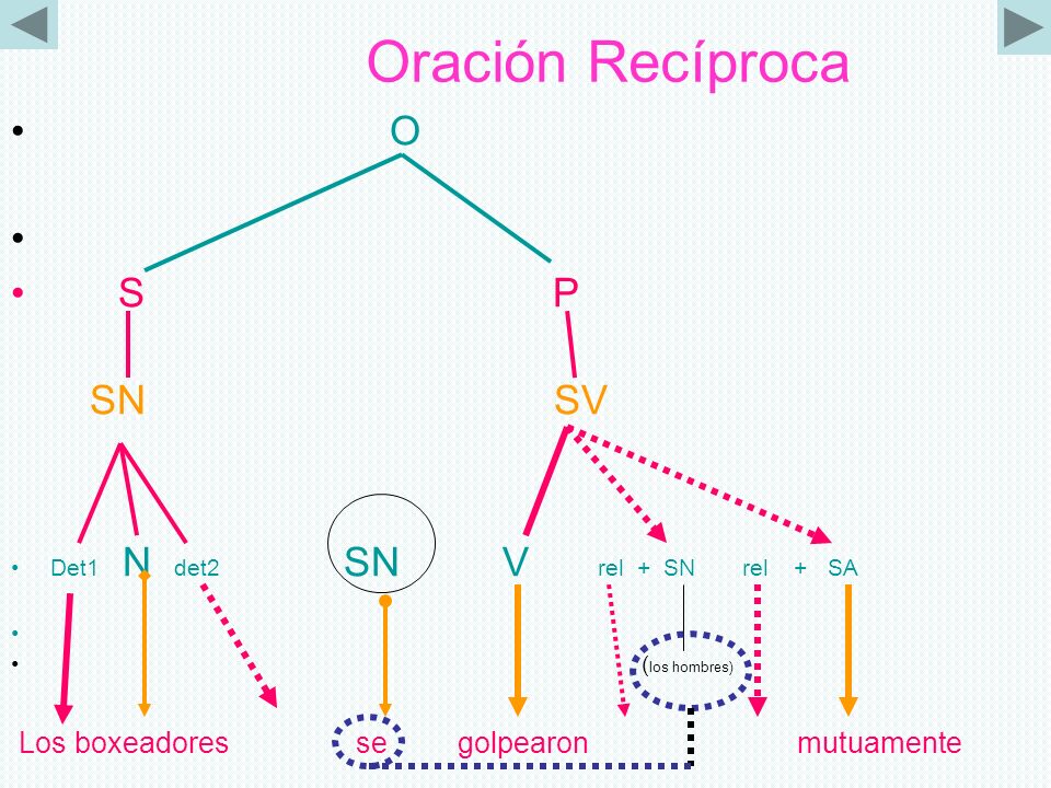 Oración Recíproca O S P SN SV Los boxeadores se golpearon mutuamente