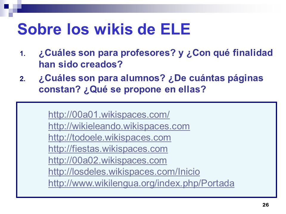 Sobre los wikis de ELE ¿Cuáles son para profesores y ¿Con qué finalidad han sido creados