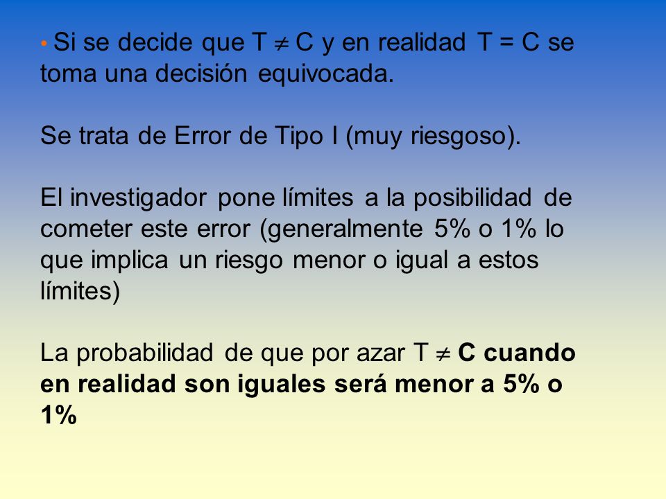 Se trata de Error de Tipo I (muy riesgoso).