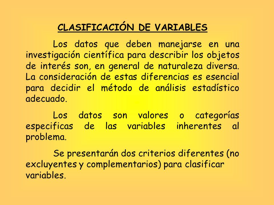 CLASIFICACIÓN DE VARIABLES