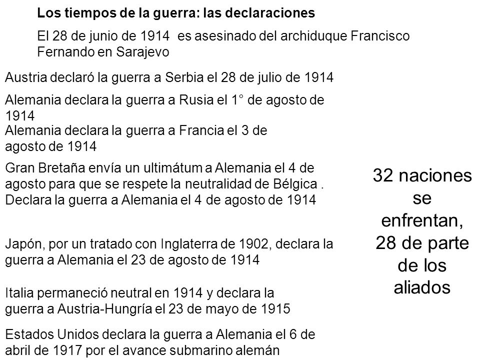 32 naciones se enfrentan, 28 de parte de los aliados