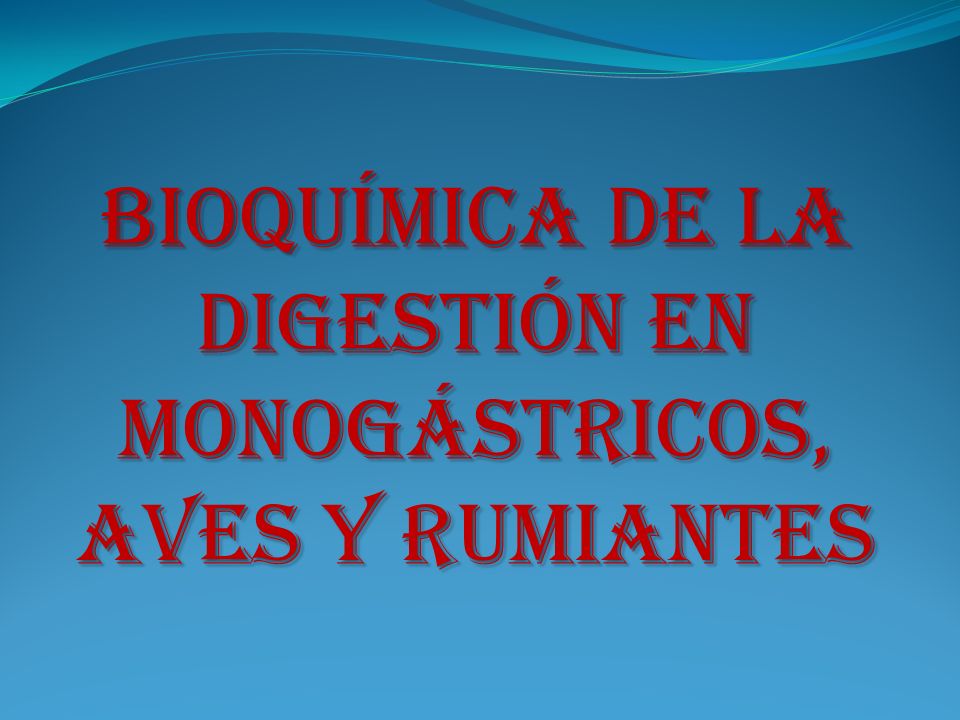 Bioquímica de la Digestión en Monogástricos, Aves y Rumiantes