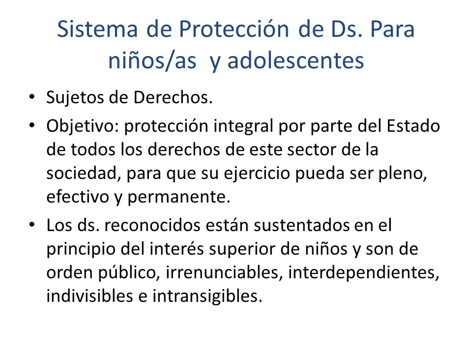 Sistema de Protección de Ds. Para niños/as y adolescentes