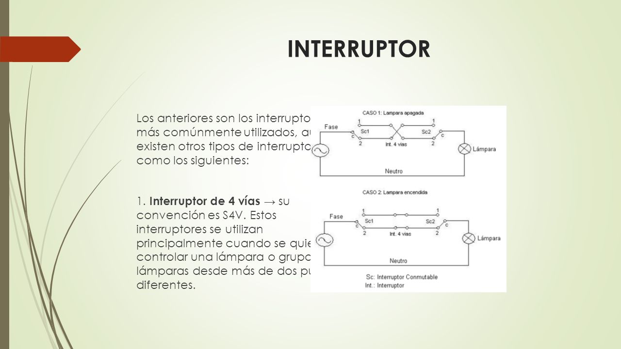INTERRUPTOR Los anteriores son los interruptores más comúnmente utilizados, aunque existen otros tipos de interruptores como los siguientes: