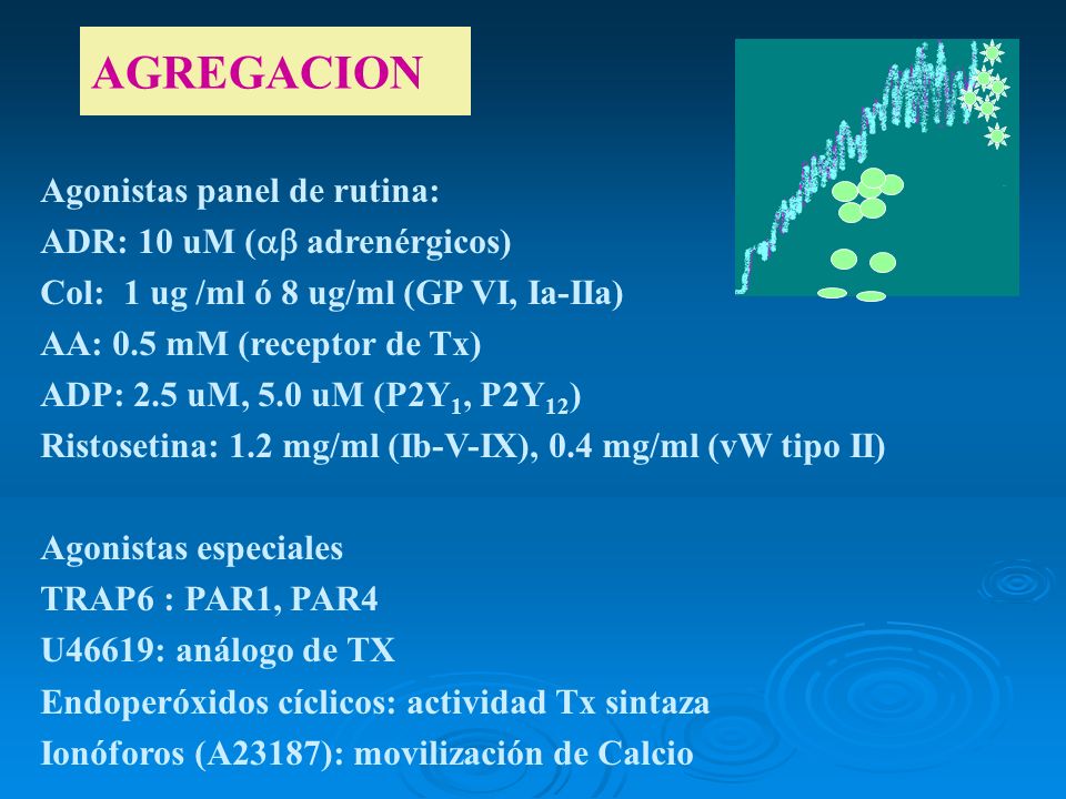 AGREGACION Agonistas panel de rutina: ADR: 10 uM ( adrenérgicos)