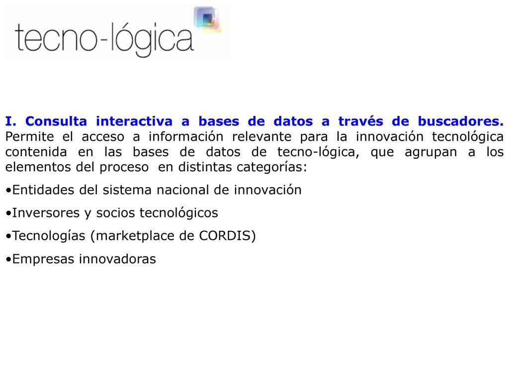 I. Consulta interactiva a bases de datos a través de buscadores